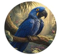 Un ara giacinto appollaiato su un ramo fitto|| Puzzle Divertenti Per Tutta La Famiglia 1000pcs (67.5x67.5cm) Adulti