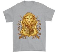 Un Araldico Leone Scudo Stemma Uomo T-Shirt 100% Cotone