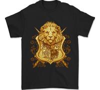 Un Araldico Leone Scudo Stemma Uomo T-Shirt 100% Cotone