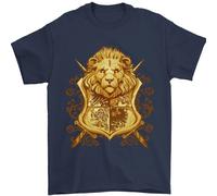 Un Araldico Leone Scudo Stemma Uomo T-Shirt 100% Cotone