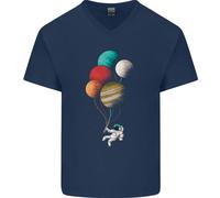 Un Astronauta Con Pianeti Come Palloni Maglietta In Cotone A V