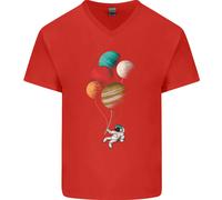 Un Astronauta Con Pianeti Come Palloni Maglietta In Cotone A V