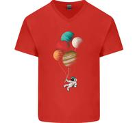 Un Astronauta Con Pianeti Come Palloni Maglietta In Cotone A V