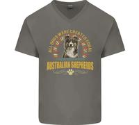 Un Australiano Pastore Cane Uomo Scollo A V Cotone T-Shirt