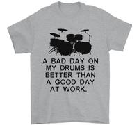 Un Bad Day On My Batteria Batterista Drumming Uomo T-Shirt 100% Cotone