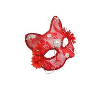 UN Baffi Broccato Pizzo Mascherata Divertente Halloween Carnevale Compleanno Danza Matrimonio Partito Filo Conigli Pasqua, Colore: rosso, Taglia unica