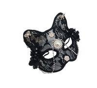 UN Baffi Broccato Pizzo Mascherata Divertente Halloween Carnevale Compleanno Danza Matrimonio Partito Filo Conigli Pasqua, Nero , Taglia unica