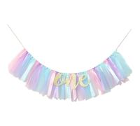 Un banner sedia da seggiolone ragazza, banner per bambini per il 1 ° compleanno - seggiolone per la decorazione del primo compleanno, ghirlanda di tulle (acqua leggera e blu chiaro)