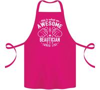 Un Bellissimo Beautician Guarda Come Cotone Grembiule 100% Biologico