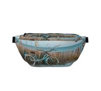 Un bellissimo da spiaggia per donna e uomo, borsa a tracolla con cintura e sole blu del mare di mezzogiorno per sport, viaggi, escursionismo, corsa e jogging.