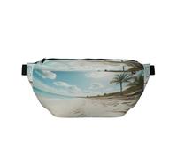Un bellissimo da spiaggia per donna e uomo, borsa a tracolla con cintura e sole blu del mare di mezzogiorno per sport, viaggi, escursionismo, corsa e jogging.