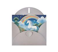 Un bellissimo set di biglietti di auguri grigi stampati con unicorni con buste e adesivi coordinati