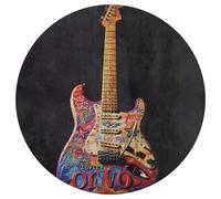 Un bellissimo tappeto rotondo lavabile con chitarra, antiscivolo, per soggiorno, morbido, lavabile, per camera da letto, moderno, tappetino da yoga, per ufficio, casa, regalo, 80 x 80 cm