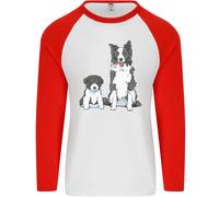 Un Border Collie E Cagnolino Uomo L/S Baseball T-Shirt