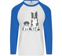 Un Border Collie E Cagnolino Uomo L/S Baseball T-Shirt