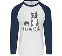 Un Border Collie E Cagnolino Uomo L/S Baseball T-Shirt