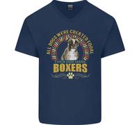 Un Boxer Cane Uomo Scollo A V Cotone T-Shirt