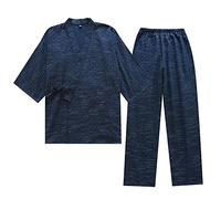 un-brand Completo da Pigiama in Cotone a Doppia Garza Giapponese da Uomo Kimono Plus Size Abbigliamento Zen Abbigliamento taoista (Taglia XL, A1)