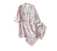 un-brand Completo da Pigiama Kimono Giapponese da Donna in Puro Cotone Taglia L A22