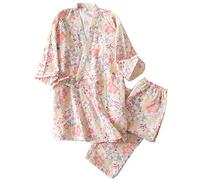 un-brand Completo da Pigiama Kimono Giapponese da Donna in Puro Cotone Taglia L A23