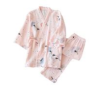 un-brand Completo da Pigiama Kimono Giapponese da Donna in Puro Cotone Taglia L A25