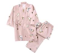 un-brand Completo da Pigiama Kimono Giapponese da Donna in Puro Cotone Taglia L A35