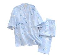 un-brand Completo Pigiama Kimono Giapponese da Donna in Puro Cotone Taglia L A11