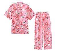 un-brand Completo Pigiama Kimono Giapponese da Donna in Puro Cotone Taglia L A17