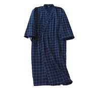 un-brand Kimono Giapponese da Uomo in Cotone a Doppia Garza Vestaglia Plus Size Abbigliamento Zen Abbigliamento taoista (Taglia L, B5)