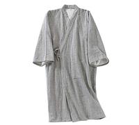un-brand Kimono Giapponese da Uomo in Cotone a Doppia Garza Vestaglia Plus Size Abbigliamento Zen Abbigliamento taoista (Taglia L, B4)