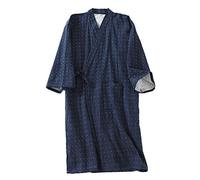 un-brand Kimono Giapponese da Uomo in Cotone a Doppia Garza Vestaglia Plus Size Abbigliamento Zen Abbigliamento taoista (Taglia L, B3)