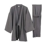 un-brand Kimono Giapponese da Uomo in Velluto Pigiama Suit Plus Size Zen Clothing Abbigliamento taoista (Taglia XL, D)