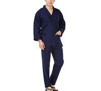 un-brand Kimono in Stile Giapponese Tradizionale, Pigiama in Cotone Addensato, Completo da Mensa Giapponese, Abbigliamento da Lavoro (Taglia M, Blu Scuro)