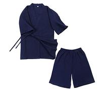 un-brand Pigiama giapponese a maniche corte Yukata Kimono Crepe (Taglia M, Navy)
