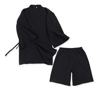 un-brand Pigiama giapponese a maniche corte Yukata Kimono Crepe (Taglia M, Nero)