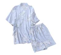 un-brand Pigiama Yukata Kimono Giapponese a Maniche Corte da Donna (Taglia L, A15)