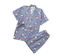 un-brand Pigiama Yukata Kimono Giapponese a Maniche Corte da Donna (Taglia L, A22)