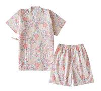 un-brand Pigiama Yukata Kimono Giapponese a Maniche Corte da Donna (Taglia L, A27)
