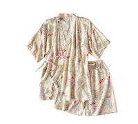 un-brand Pigiama Yukata Kimono Giapponese a Maniche Corte da Donna (Taglia L, A4)
