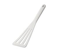 Un buon aiuto per friggere il pesce con una pala in silicone bianco, A per capovolgere e A per antiaderente, bistecca allargata, pizza, cucina