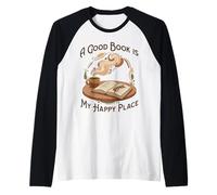 Un Buon Libro è Il Mio Posto Felice - Amanti della Lettura Maglia con Maniche Raglan