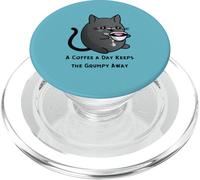 Un caffè al giorno tiene lontano il brontolone divertente felino PopSockets PopGrip per MagSafe
