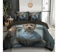 Un Cane Che Legge Un Giornale Set Copripiumino Con Set Di Biancheria Da Letto Con Copriletto In Animali Realistici Copripiumino Soft Chic 3 Pezzi Per Adulti E Ragazzi （Gregge 200 X 200 Cm ）