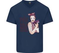 Un Cane È Un Ragazze Migliore Amico Chihuahua Uomo Scollo A V Cotone T-Shirt