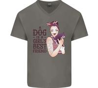 Un Cane È Un Ragazze Migliore Amico Chihuahua Uomo Scollo A V Cotone T-Shirt