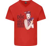 Un Cane È Un Ragazze Migliore Amico Chihuahua Uomo Scollo A V Cotone T-Shirt