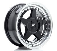 Un cerchio Cerchi JR JR6 16x7 ET20-35 4H BLANK Nero lucido con bordo lavorato