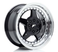 Un cerchio Cerchi JR Wheels JR6 15x7 ET25 4x100/108 Nero lucido con bordo