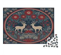 Un cerchio con motivi ornamentali incentrato su due cervi Puzzle 1000Pcs Decorazione Per La Casa. Rilassamento E Intelligence Per Adulti E Bambini Da 14 Anni 1000pcs (75x50cm)