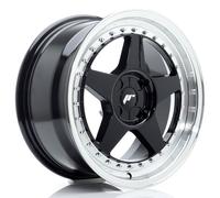 Un cerchio JR Wheels JR6 17x8 ET20-35 4H BLANK Nero lucido w/ Labbro lavorato